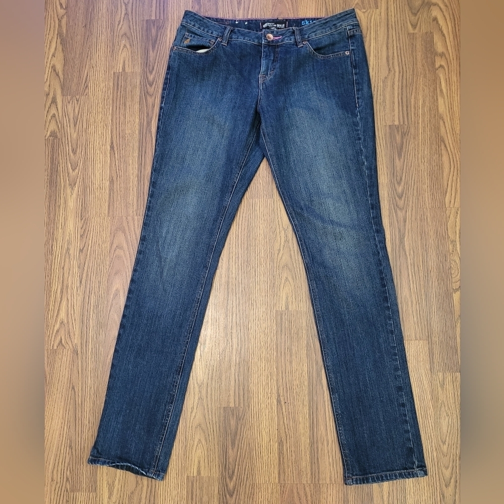 Volcom Brand Women’s Blue Denim Jeans W32 L33 Straight Leg Classic Skinny B94
